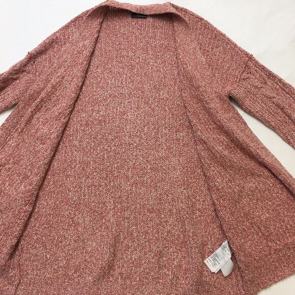 ABERCROMBIE & FITCH Sweater Women M Pink Open Cardigan Pockets Chunky Ragg Knit - Picture 11 of 16